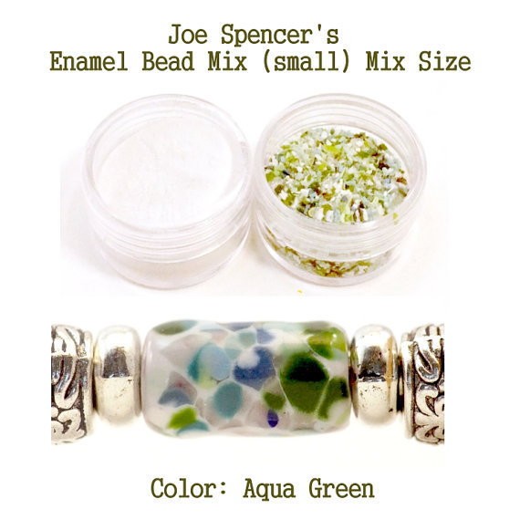 Aqua Green Color Enamel Bead Frit with Base by Joe Spencer for Torch Fired Copper Enamel Bead Artists, Metalsmiths & Enamelist